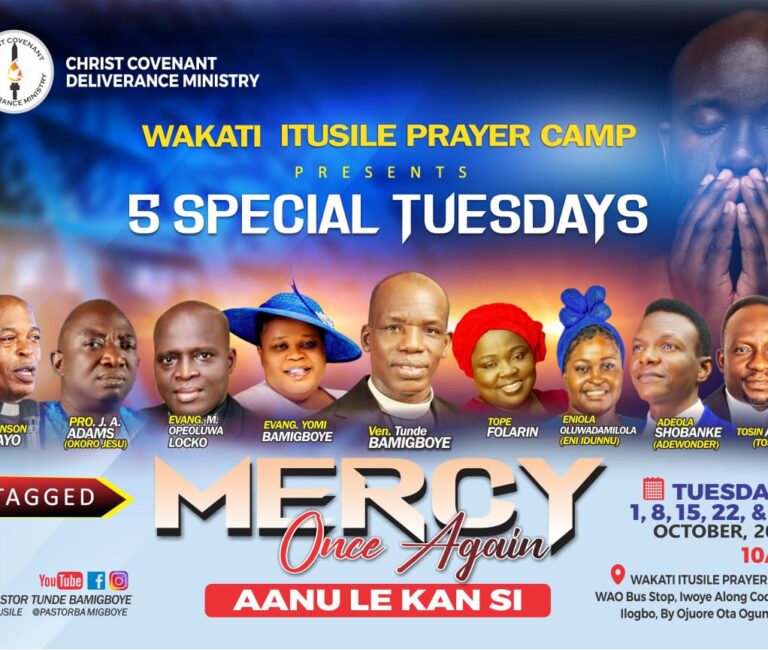 5 SPECIAL TUESDAYS  PRAYER (CCDM GLOBAL) Tagged:- MERCY ONCE AGAIN  2024